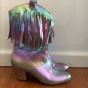 B.A.I.T. Fringed irresdescent rainbow boot